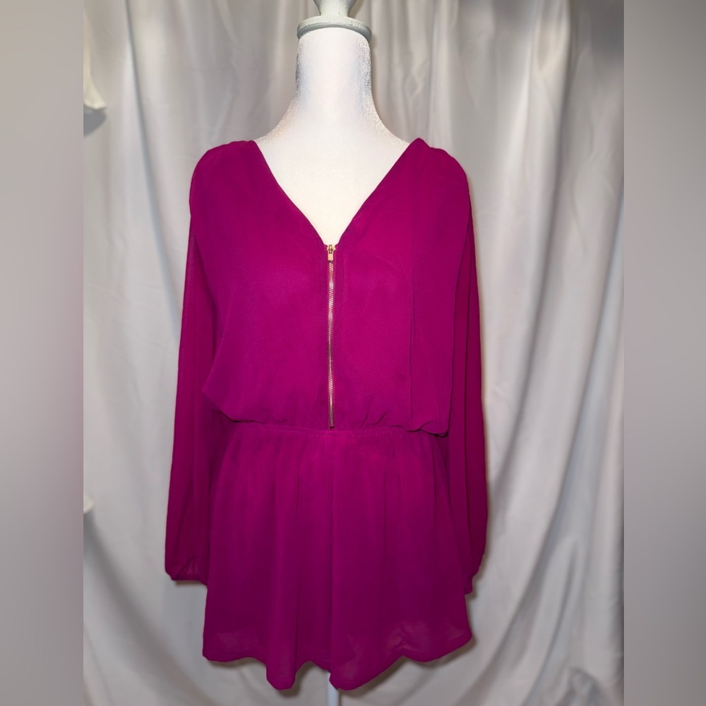 Express Women's Magenta Skort Jumpsuit with Front Zipper & pockets - Picture 9 of 11